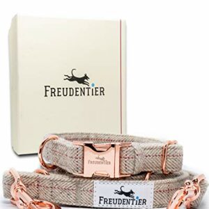 Freudentier® Hundeleine (2m) + Hundehalsband im Set | Inkl. Geschenkbox | Außergewöhnlich Elegant & Verstellbar