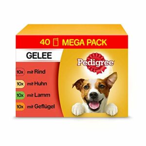 Pedigree Vital Protection Hundenassfutter im Beutel – Hundefutter in Gelee mit Rind, Huhn, Lamm & Geflügel – 40 x 100g Großpackung