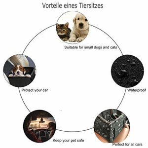 YAOJU Hunde Autositz für Hunde, Hundebox Auto Sitzerhöhung für Hunde,Wasserdicht Faltbar Atmungsaktiv Haustier Sicherheit für Reise,Kleine Hunde oder Katzen (Grey) – Bild 5