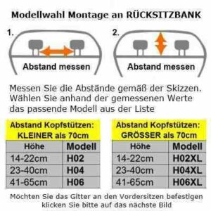 OVITAN Hundegitter fürs Auto 8 Streben universal zur Befestigung an den Kopfstützen der Vordersitze - für alle Automarken geeignet - Modell: V08 – Bild 4