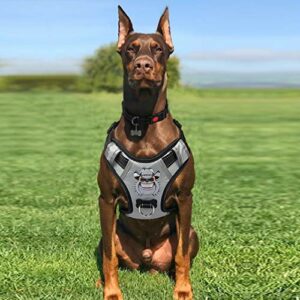 PENGDA Hundegeschirr Grosse & Mittelgroße Hunde Zuggeschirr Hundesport Gepolstert Brustgeschirr No Pull Geschirr Hund Verstellbares mit Reflektierendem Zuggeschirr (L, Silver) – Bild 7