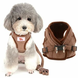 Zunea Hundegeschirr mit Leine Kleine Hunde Welpen Verstellbar Reflektierend No Pull Weiches Netzgewebe Cord-Weste Brustgeschirr für Jungen/Mädchen Haustiere, Puppia, Chihuahua, Katzen Braun XS