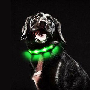 Leuchthalsband für Hunde Aufladbar LED Hundehalsband 100% Wasserdicht Blinkende Lichter mit USB von MASBRIL(M, 50cm, Grün) – Bild 6