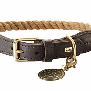 HUNTER List Hundehalsband, Tau, Leder, maritim, strapazierfähig, wetterfest, geschmeidig, 50 (S-M), beige