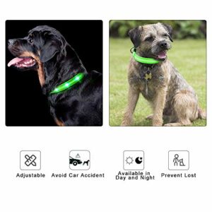 Leuchthalsband für Hunde Aufladbar LED Hundehalsband 100% Wasserdicht Blinkende Lichter mit USB von MASBRIL(M, 50cm, Grün) – Bild 5